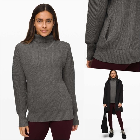 Lululemon Cozy Relaxed Turtleneck Sweater Grey 10 NWOT - Picture 1 of 12